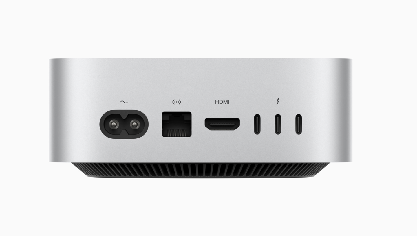 苹果 2024 款 Mac mini M4 款均配备雷雳 4 接口，仅 M4 Pro 款配备雷雳 5